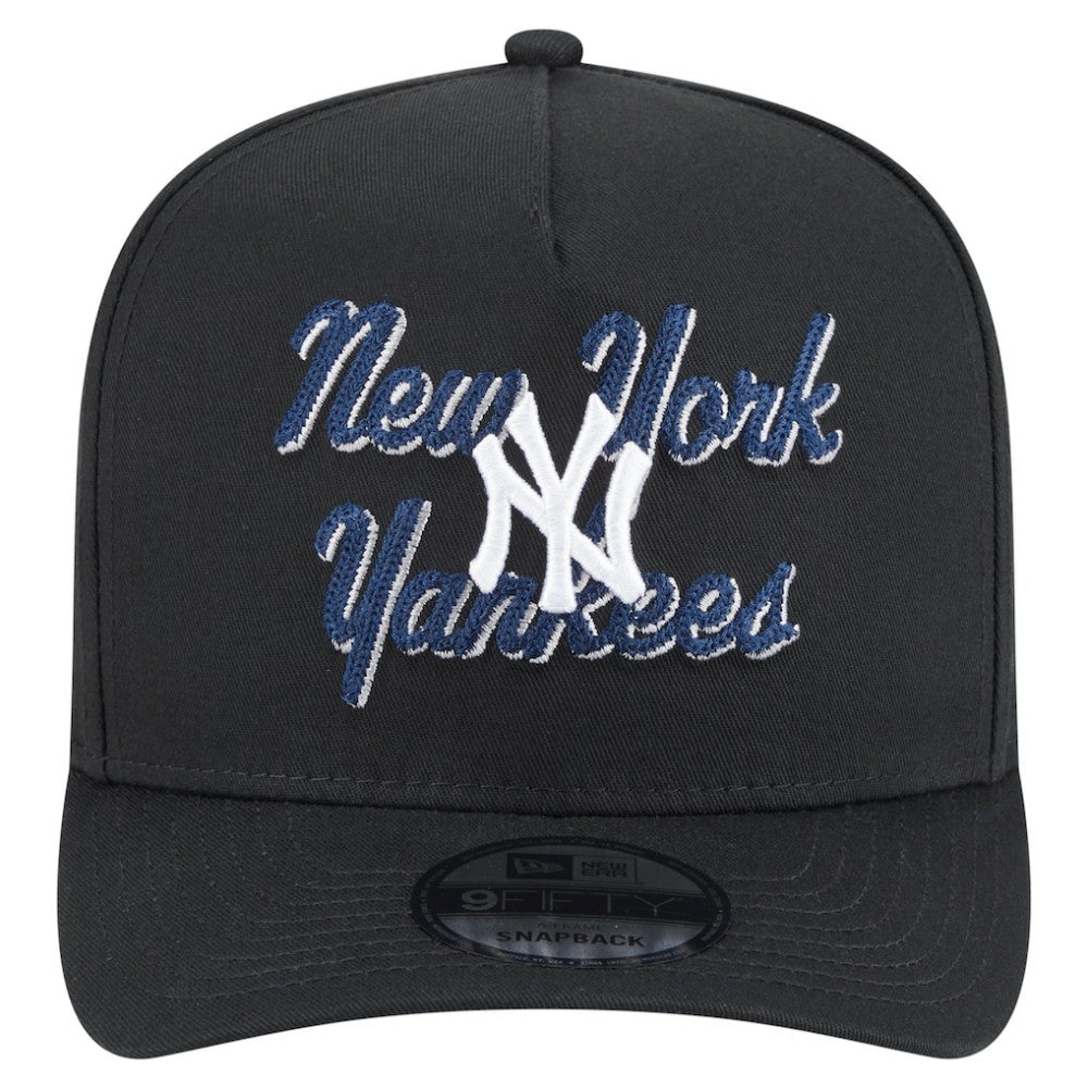 Black New York Yankees New Era Chainstitch 9FIFTY A-Frame Snapback Hat
