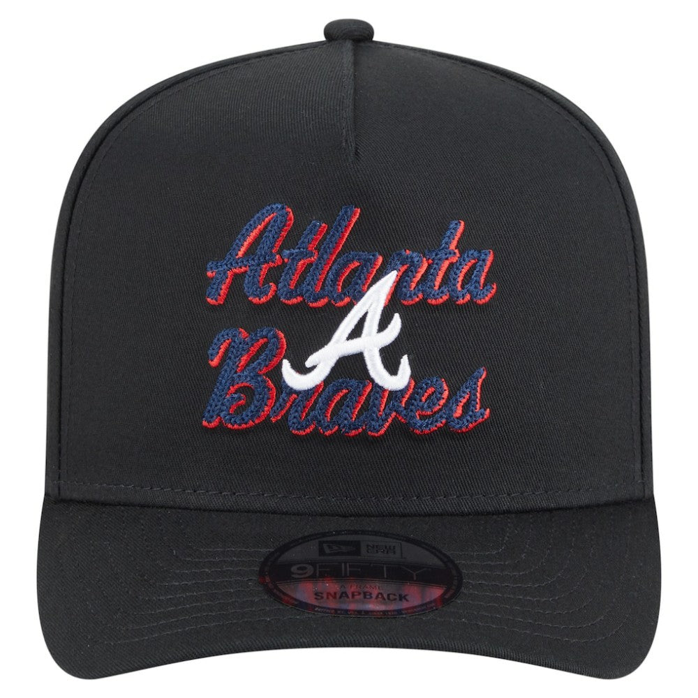 Black Atlanta Braves New Era Chainstitch 9FIFTY A-Frame Snapback Hat