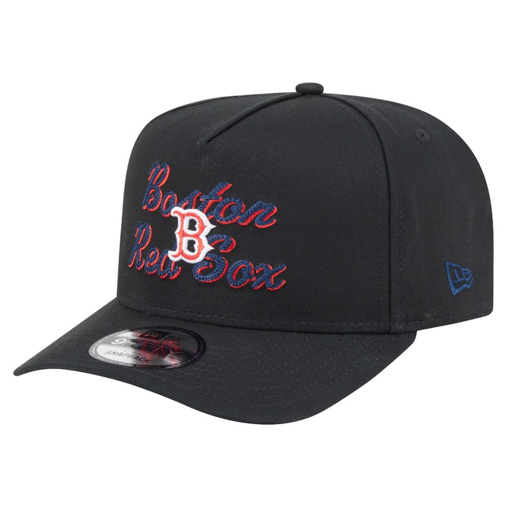 Black Boston Red Sox New Era Chainstitch 9FIFTY A-Frame Snapback Hat