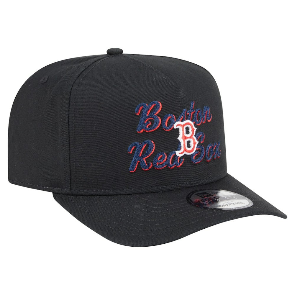 Black Boston Red Sox New Era Chainstitch 9FIFTY A-Frame Snapback Hat