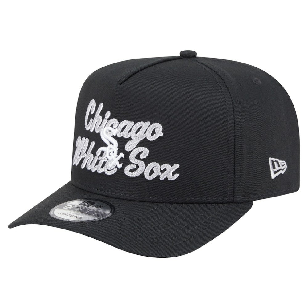 Black Chicago White Sox New Era Chainstitch 9FIFTY A-Frame Snapback Hat