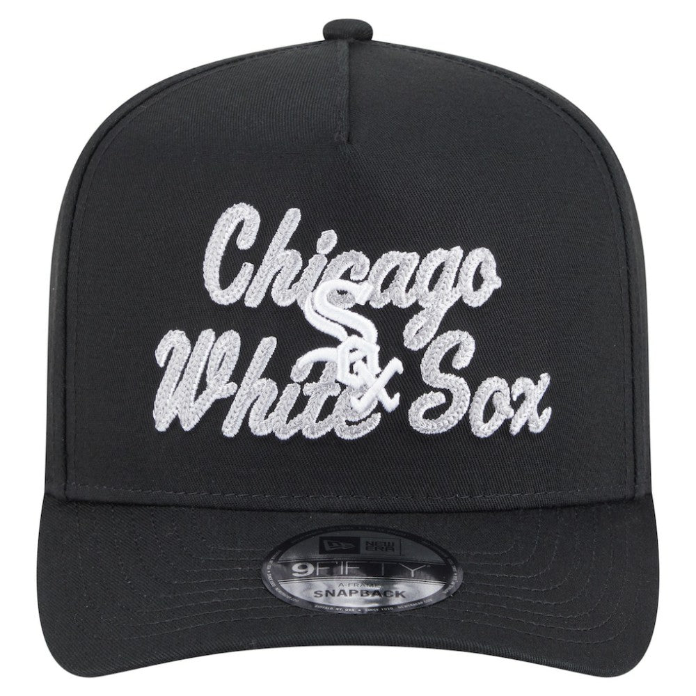Black Chicago White Sox New Era Chainstitch 9FIFTY A-Frame Snapback Hat