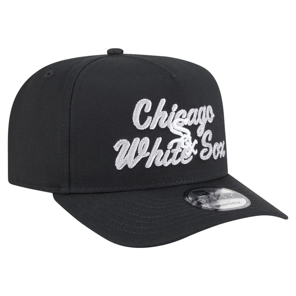 Black Chicago White Sox New Era Chainstitch 9FIFTY A-Frame Snapback Hat