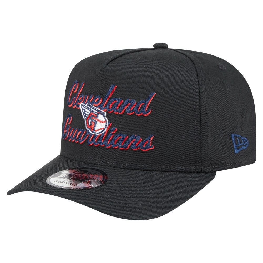 Black Cleveland Guardians New Era Chainstitch 9FIFTY A-Frame Snapback Hat