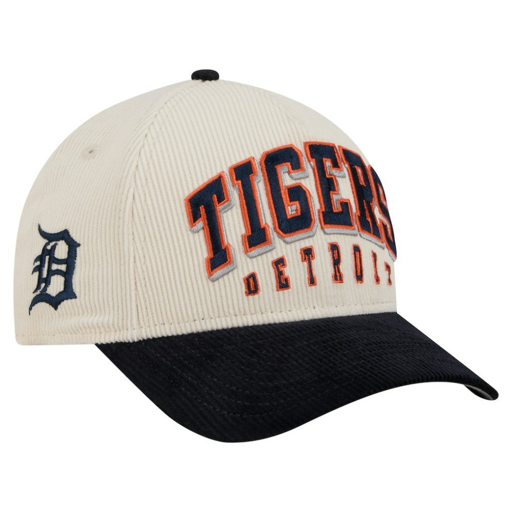 Cream/Navy Detroit Tigers New Era Sided Corduroy 9FORTY A-Frame Adjustable Hat