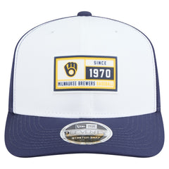 White/Navy Milwaukee Brewers New Era Established Patch 9SEVENTY Adjustable Hat