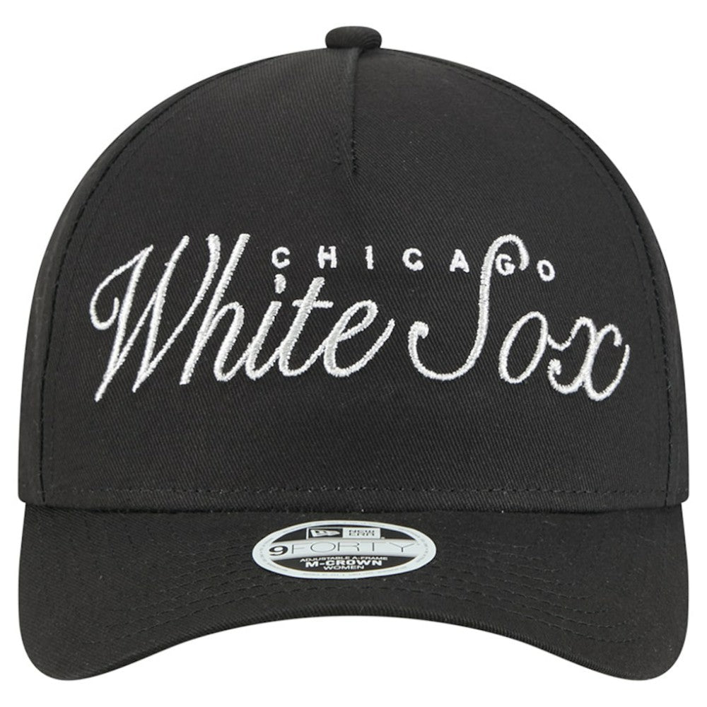 Black Chicago White Sox New Era Women's Metallic A-Frame 9FORTY Adjustable Hat