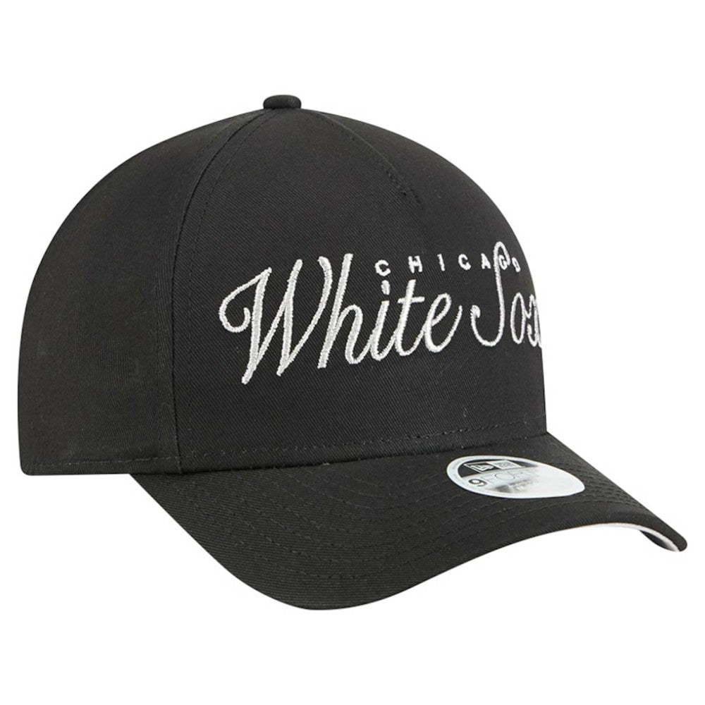 Black Chicago White Sox New Era Women's Metallic A-Frame 9FORTY Adjustable Hat