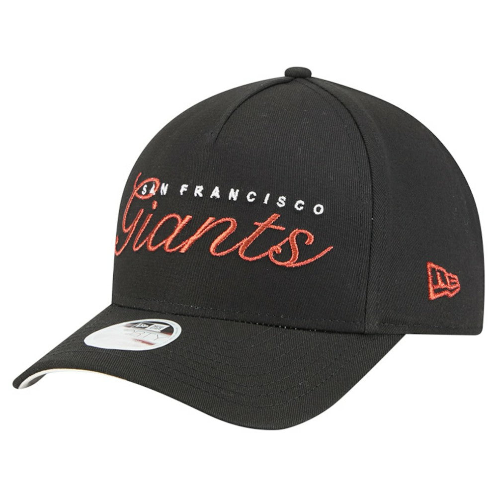 Black San Francisco Giants New Era Women's Metallic A-Frame 9FORTY Adjustable Hat