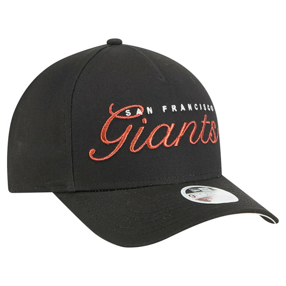 Black San Francisco Giants New Era Women's Metallic A-Frame 9FORTY Adjustable Hat