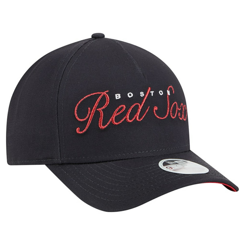 Navy Boston Red Sox New Era Women's Metallic A-Frame 9FORTY Adjustable Hat