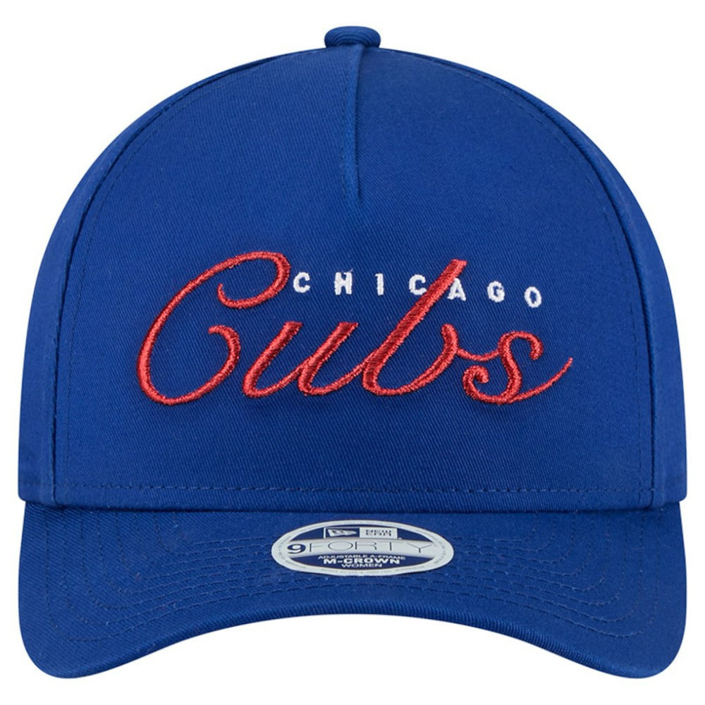 Royal Chicago Cubs New Era Women's Metallic A-Frame 9FORTY Adjustable Hat