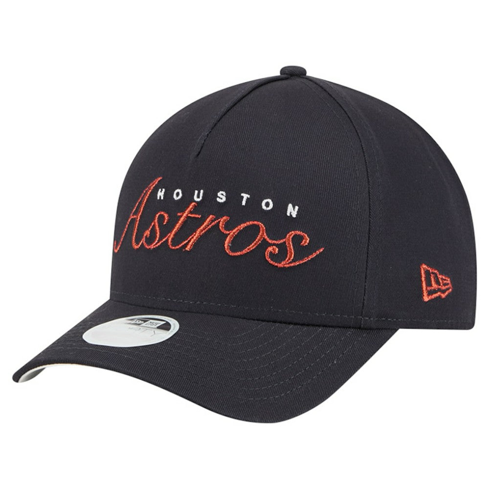 Navy Houston Astros New Era Women's Metallic A-Frame 9FORTY Adjustable Hat