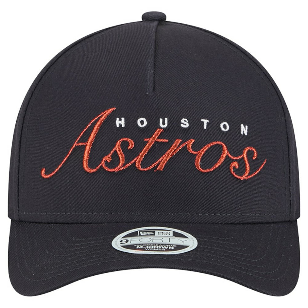 Navy Houston Astros New Era Women's Metallic A-Frame 9FORTY Adjustable Hat