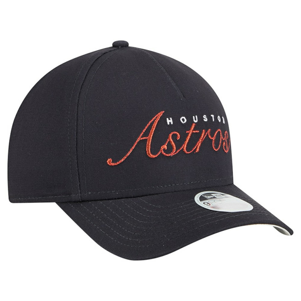 Navy Houston Astros New Era Women's Metallic A-Frame 9FORTY Adjustable Hat
