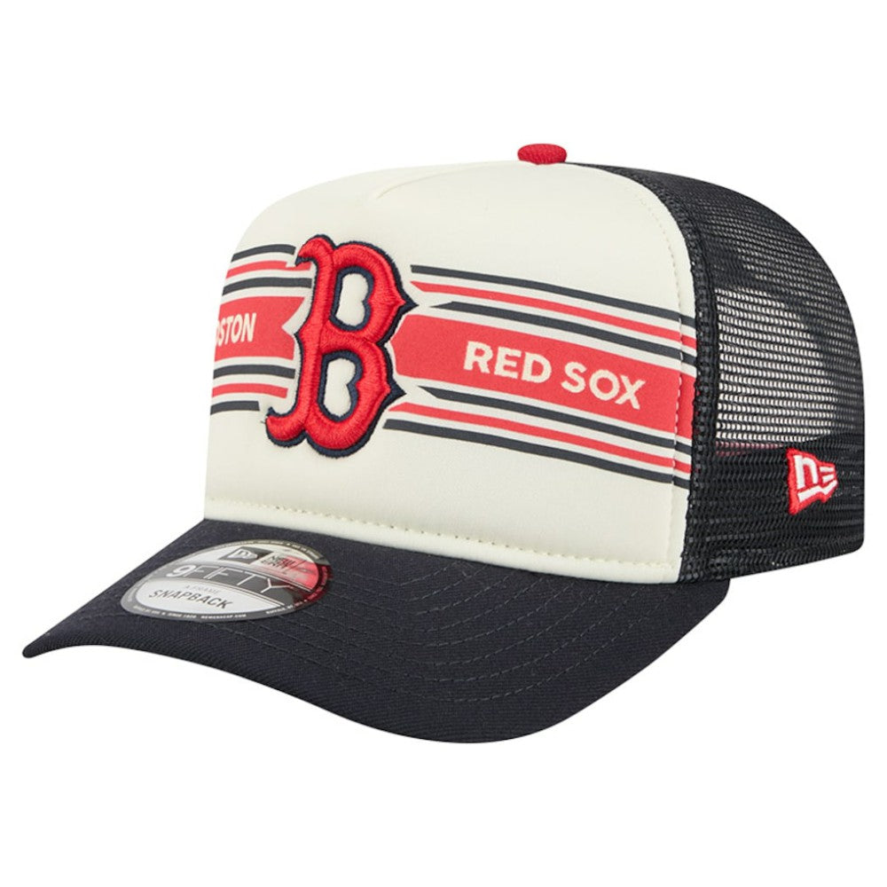 Cream/Navy Boston Red Sox New Era Banner A-Frame 9FIFTY Trucker Snapback Hat