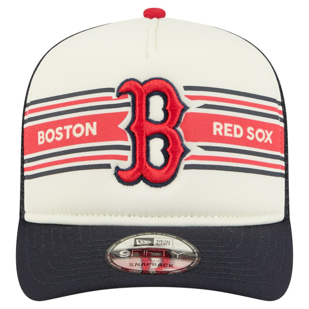 Cream/Navy Boston Red Sox New Era Banner A-Frame 9FIFTY Trucker Snapback Hat