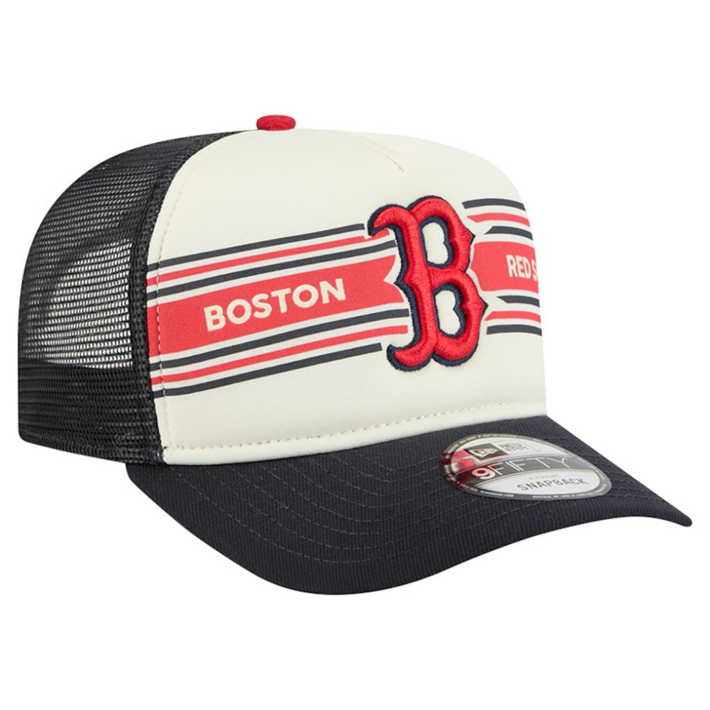 Cream/Navy Boston Red Sox New Era Banner A-Frame 9FIFTY Trucker Snapback Hat