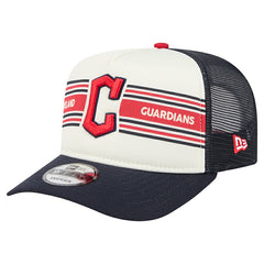 Cream/Navy Cleveland Guardians New Era Banner A-Frame 9FIFTY Trucker Snapback Hat