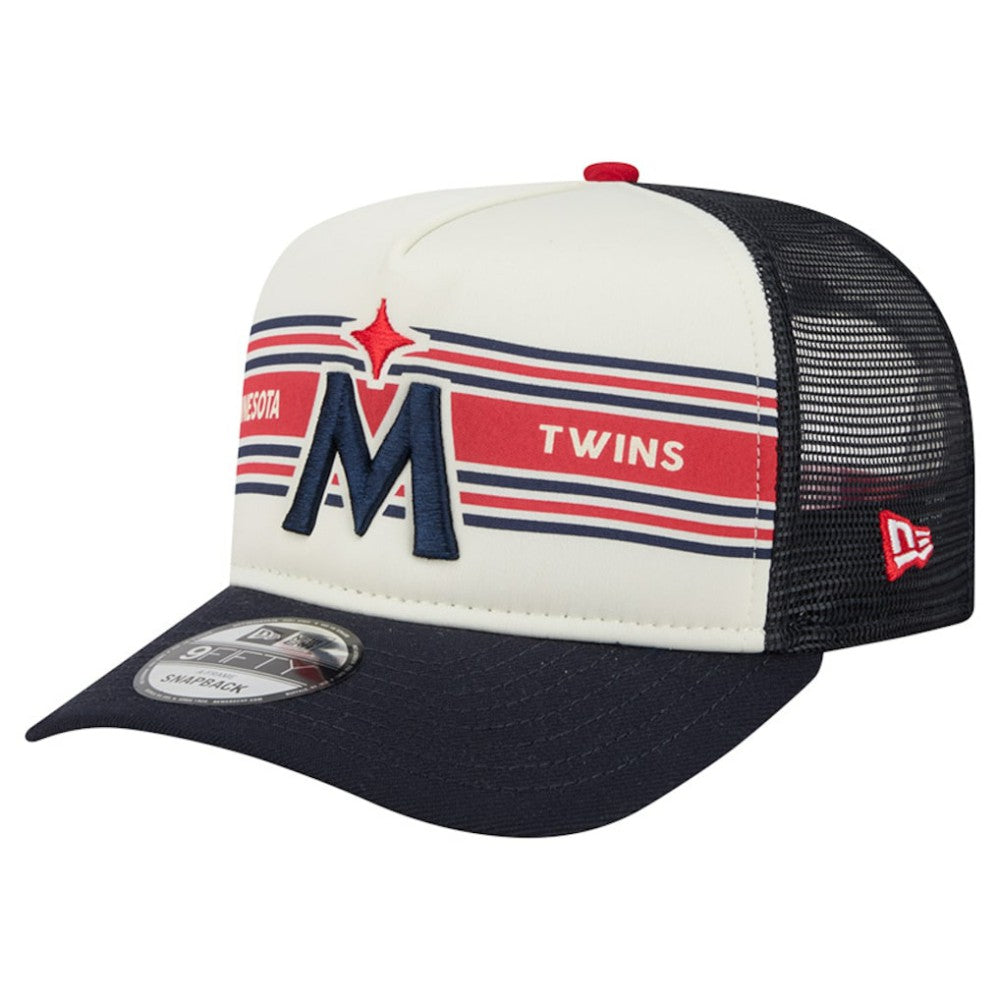 Cream/Navy Minnesota Twins New Era Banner A-Frame 9FIFTY Trucker Snapback Hat