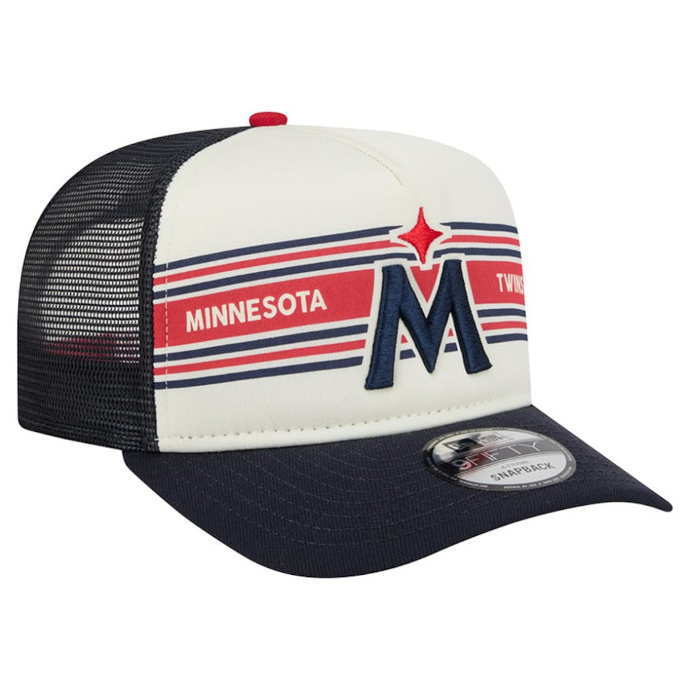 Cream/Navy Minnesota Twins New Era Banner A-Frame 9FIFTY Trucker Snapback Hat