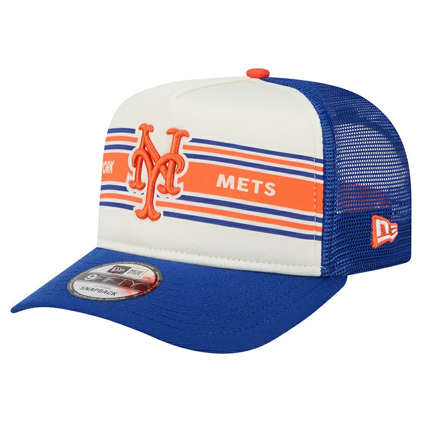Cream/Royal New York Mets New Era Banner A-Frame 9FIFTY Trucker Snapback Hat