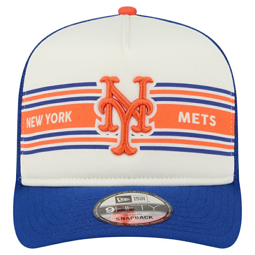 Cream/Royal New York Mets New Era Banner A-Frame 9FIFTY Trucker Snapback Hat