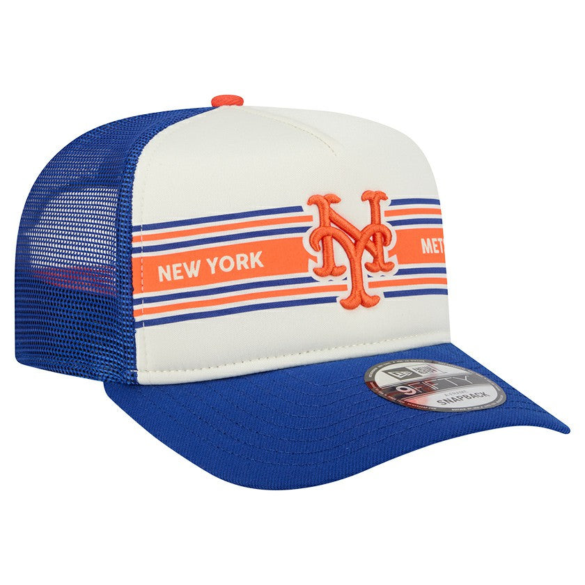 Cream/Royal New York Mets New Era Banner A-Frame 9FIFTY Trucker Snapback Hat