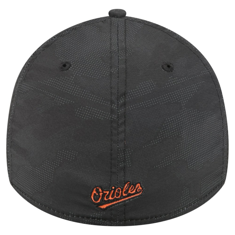 Black Baltimore Orioles New Era Tonal Camo 39THIRTY Flex Hat