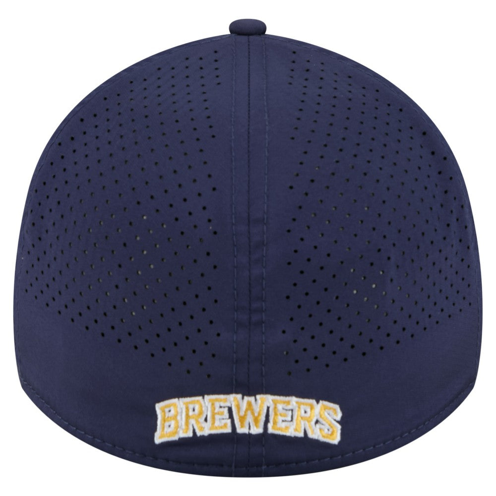Navy Milwaukee Brewers New Era 39THIRTY A-Frame Perforated Flex Hat