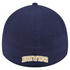 Navy Milwaukee Brewers New Era 39THIRTY A-Frame Perforated Flex Hat
