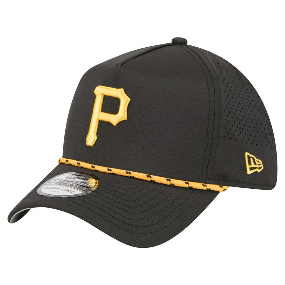 Black Pittsburgh Pirates New Era 39THIRTY A-Frame Perforated Flex Hat