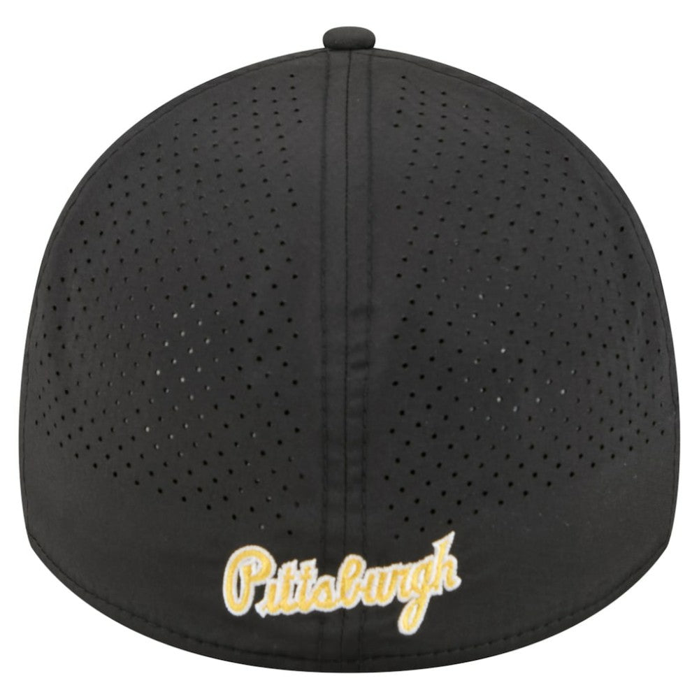 Black Pittsburgh Pirates New Era 39THIRTY A-Frame Perforated Flex Hat