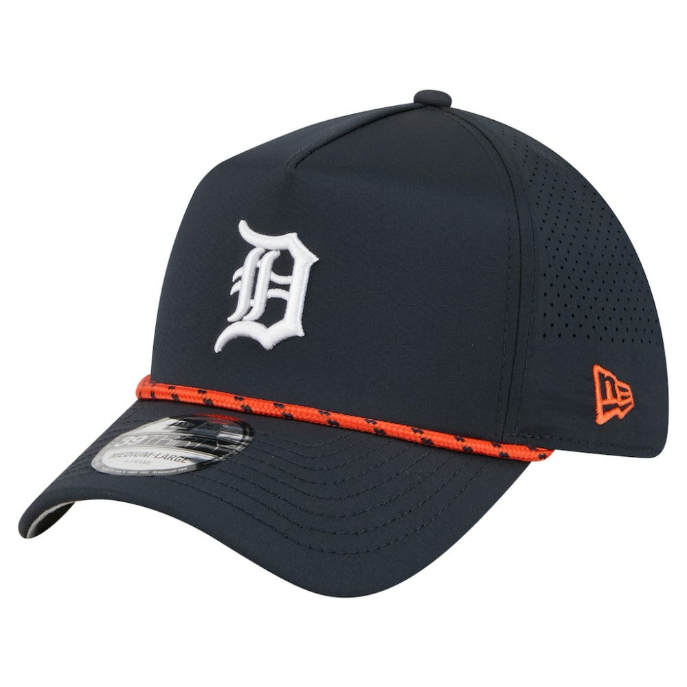 Navy Detroit Tigers New Era 39THIRTY A-Frame Perforated Flex Hat