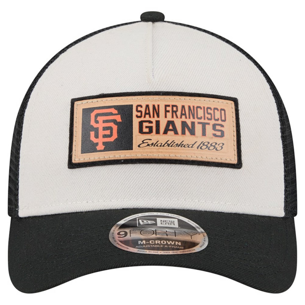 Stone/Black San Francisco Giants New Era Text A-Frame Trucker 9FORTY Hat