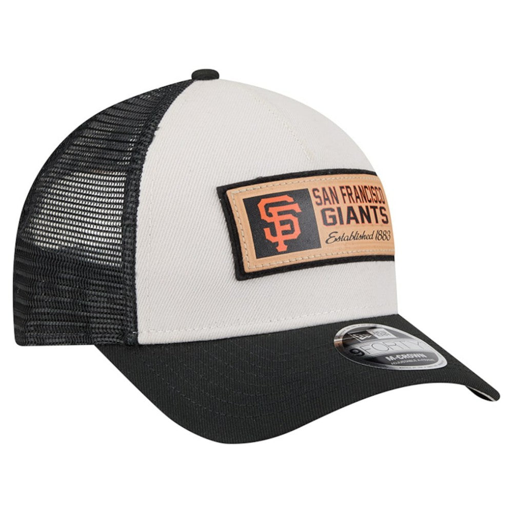 Stone/Black San Francisco Giants New Era Text A-Frame Trucker 9FORTY Hat