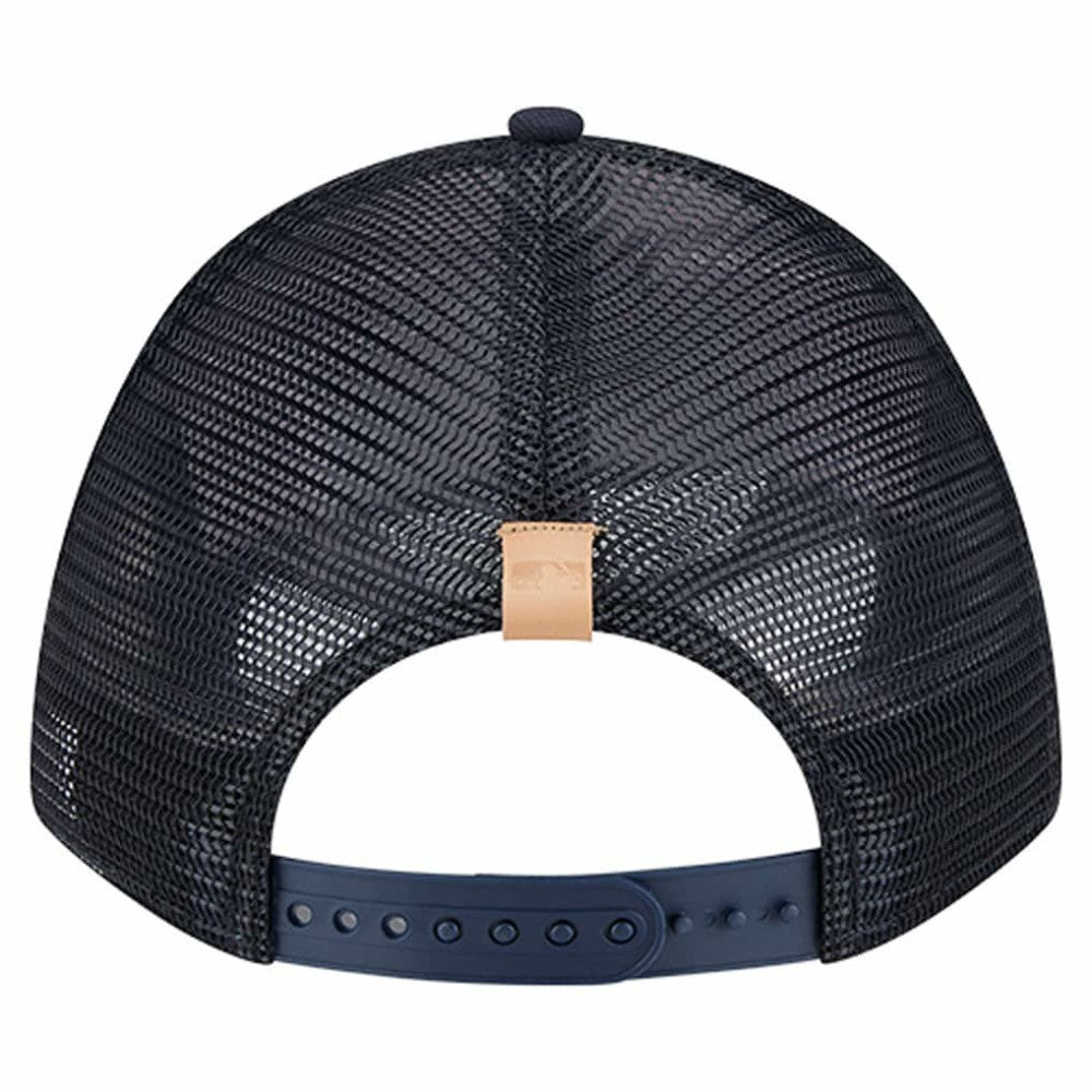 Stone/Navy Boston Red Sox New Era Text A-Frame Trucker 9FORTY Hat