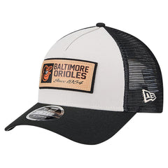 Stone/Black Baltimore Orioles New Era Text A-Frame Trucker 9FORTY Hat