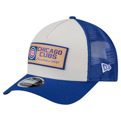Stone/Royal Chicago Cubs New Era Text A-Frame Trucker 9FORTY Hat