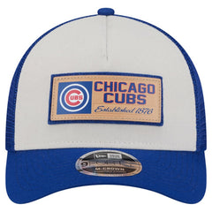 Stone/Royal Chicago Cubs New Era Text A-Frame Trucker 9FORTY Hat