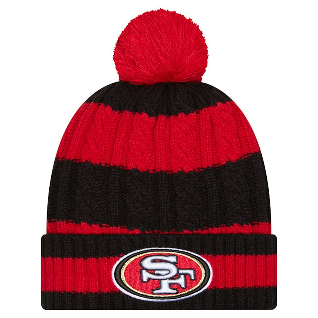 Women's Braided Cuffed Knit Hat with Pom - San Francisco 49ers Hats