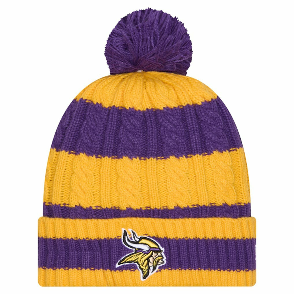 Women's Braided Cuffed Knit Hat with Pom - Minnesota Vikings Hats