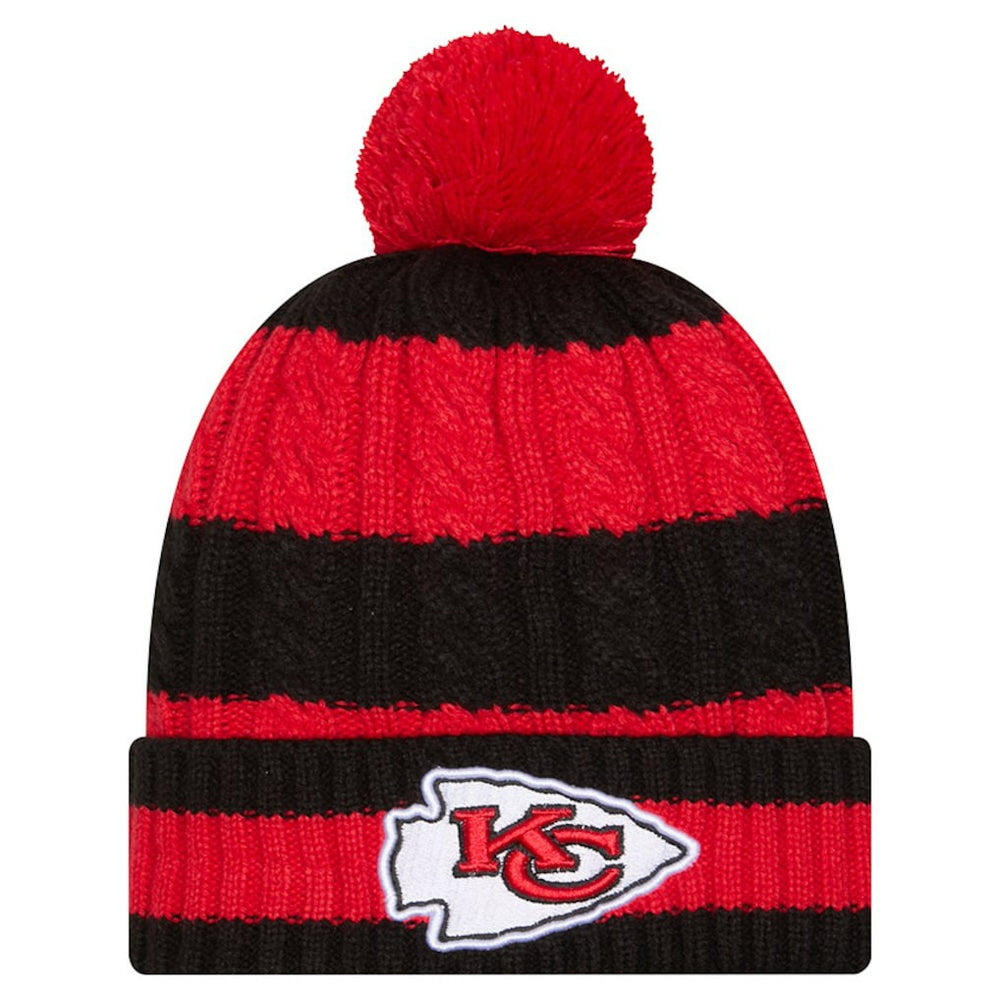 Women's Braided Cuffed Knit Hat with Pom - Kansas City Chiefs Hats