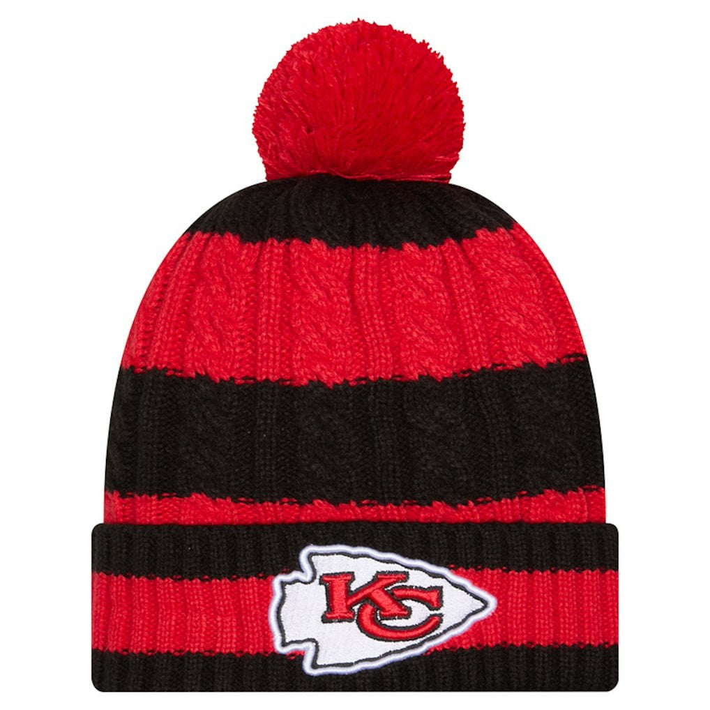 Women's Braided Cuffed Knit Hat with Pom - Kansas City Chiefs Hats