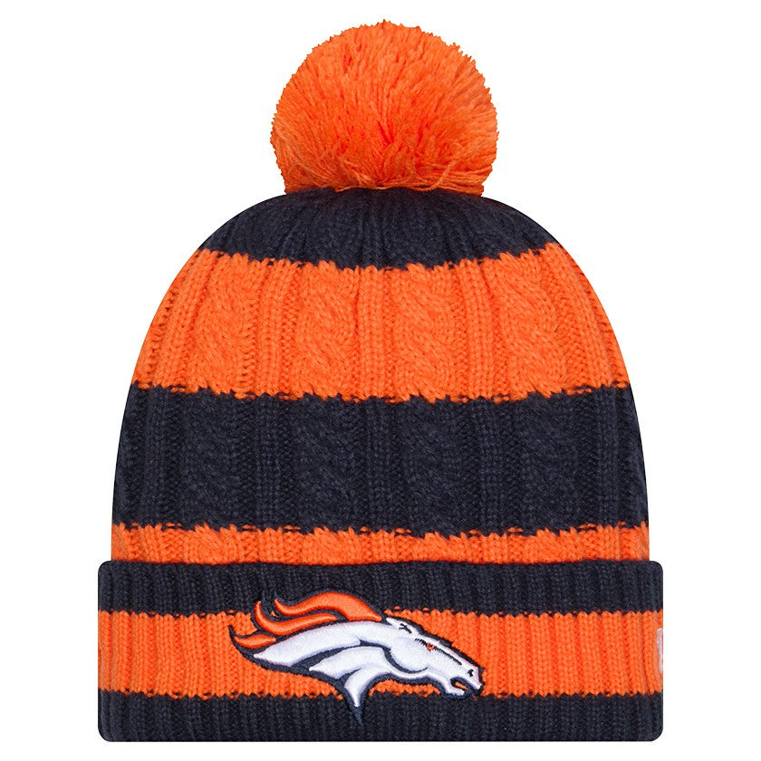 Women's Braided Cuffed Knit Hat with Pom - Denver Broncos Hats
