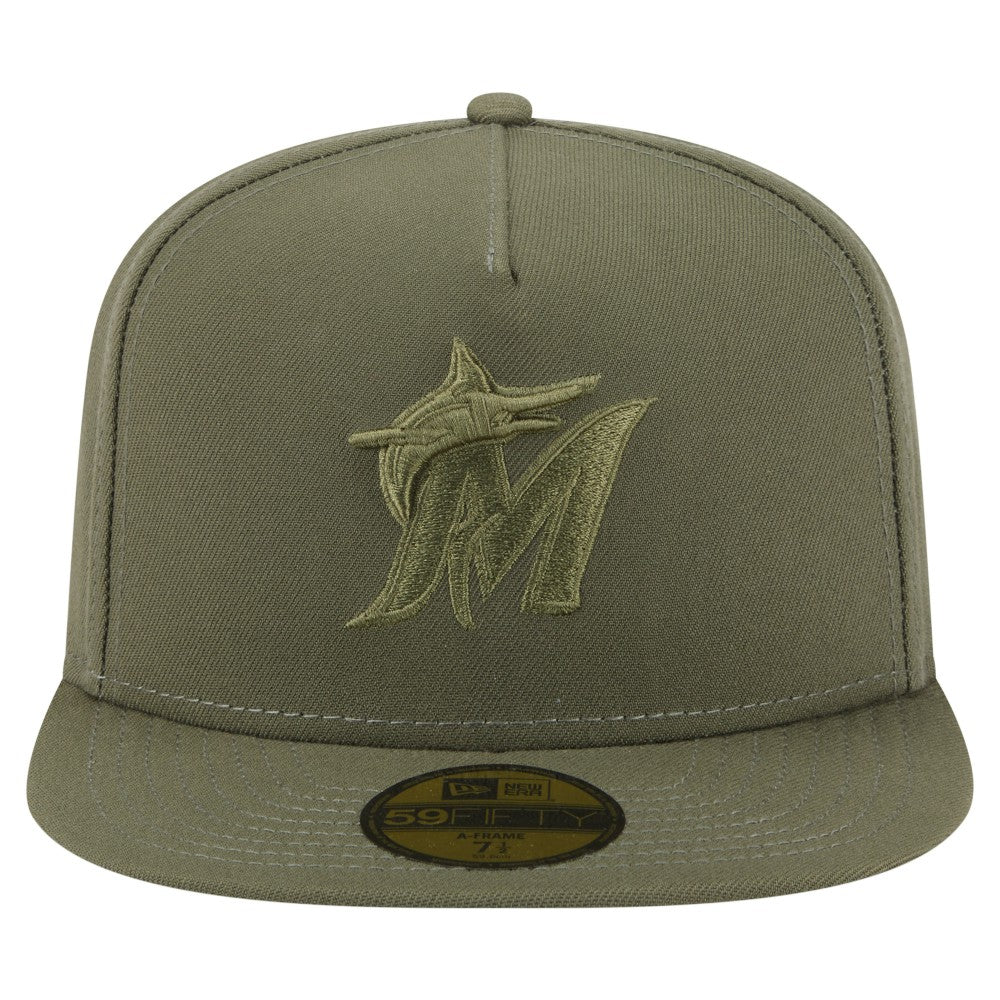 Olive Miami Marlins New Era Color Pack A-Frame 59FIFTY Fitted Hat