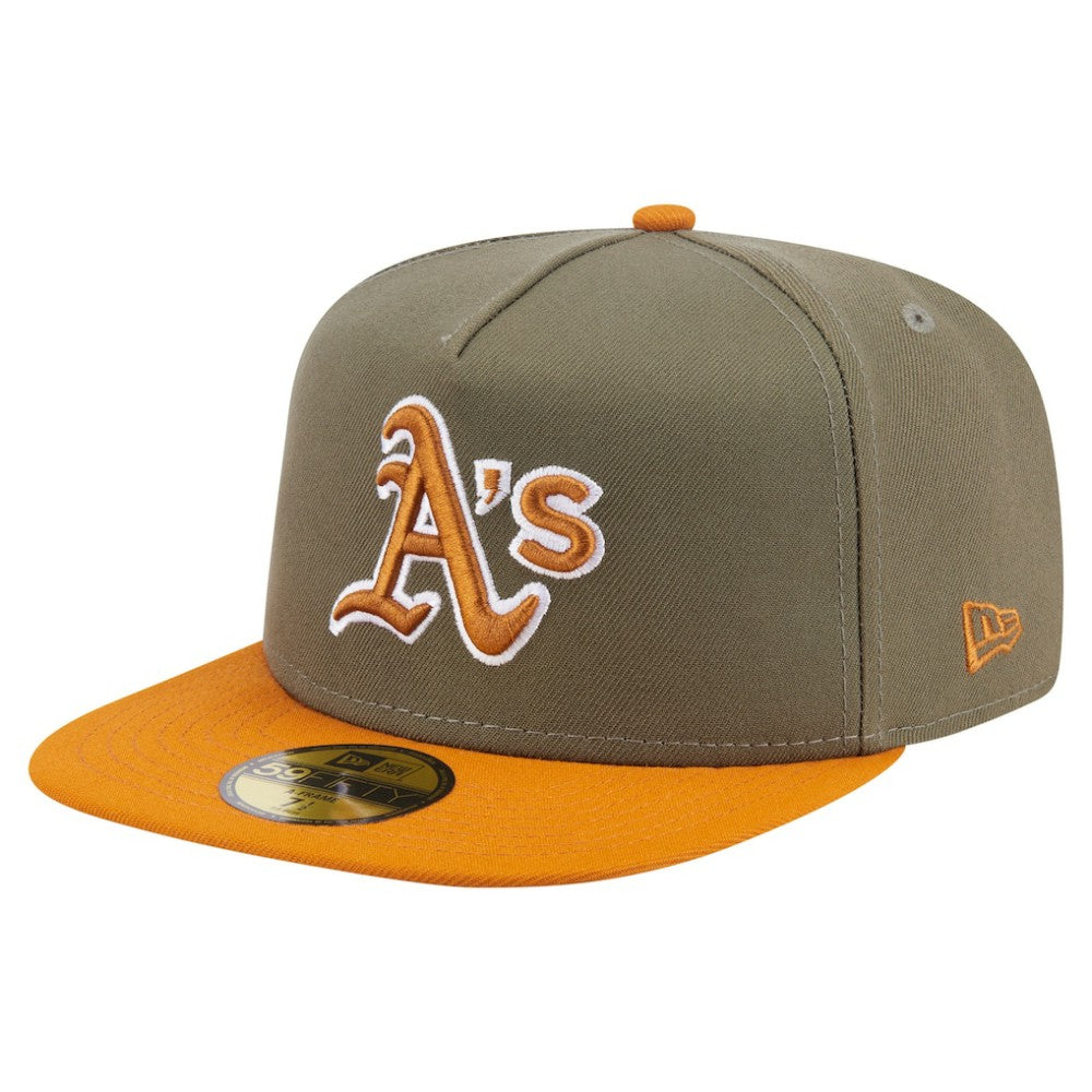 Olive/Orange Athletics New Era Two-Tone Color Pack A-Frame 59FIFTY Fitted Hat