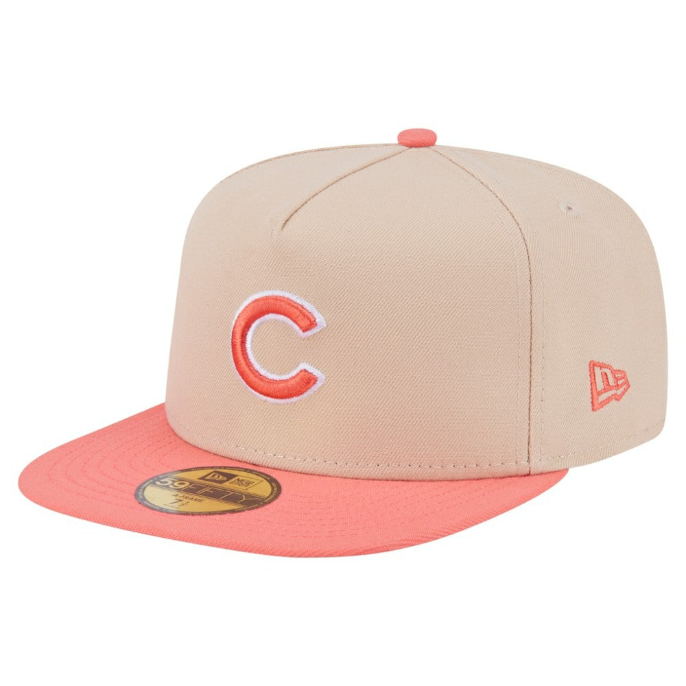 Light Beige/Coral Chicago Cubs New Era Two-Tone Color Pack A-Frame 59FIFTY Fitted Hat