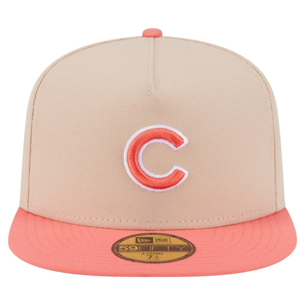 Light Beige/Coral Chicago Cubs New Era Two-Tone Color Pack A-Frame 59FIFTY Fitted Hat