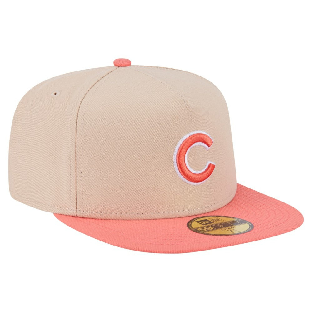 Light Beige/Coral Chicago Cubs New Era Two-Tone Color Pack A-Frame 59FIFTY Fitted Hat